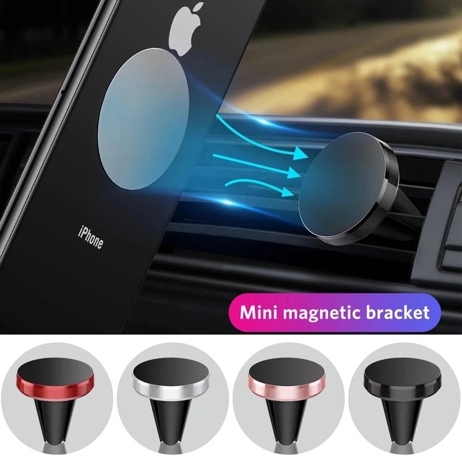 Magazine File Holder - 車載用マグネット式携帯電話ホルダー、iPhone 14、13、Samsung対応、車内エアコン吹き出し口取り付け型モバイル携帯電話ホルダースタンド