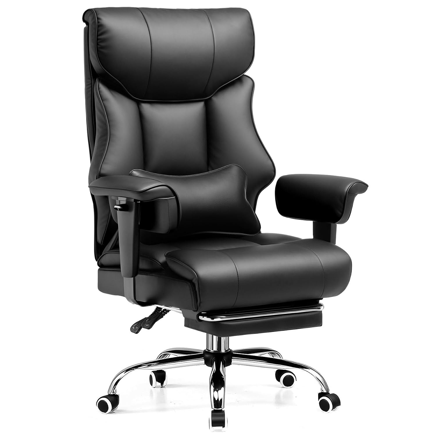 Office Footrest Cushion - 大型＆高身長対応ゲーミングチェア、耐荷重400ポンド、フットレストとスプリングクッション付き、ハイバック、ランバーサポート、腰痛緩和、ブラック、カスタマイズ可能