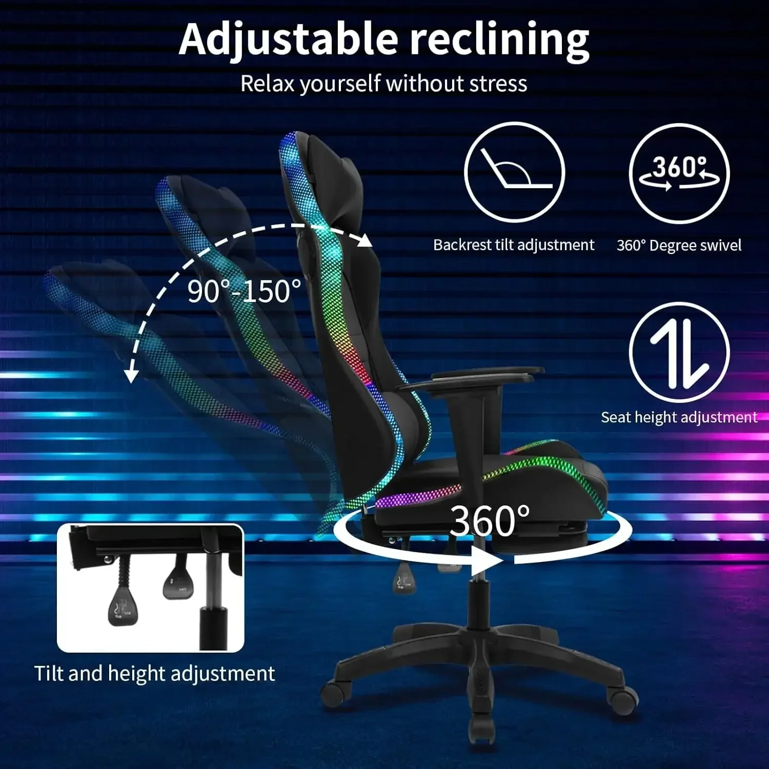 ゲーミングチェア、フットレスト付きオフィスチェア、ポケットス - Office Footrest Cushion のレビューと価格