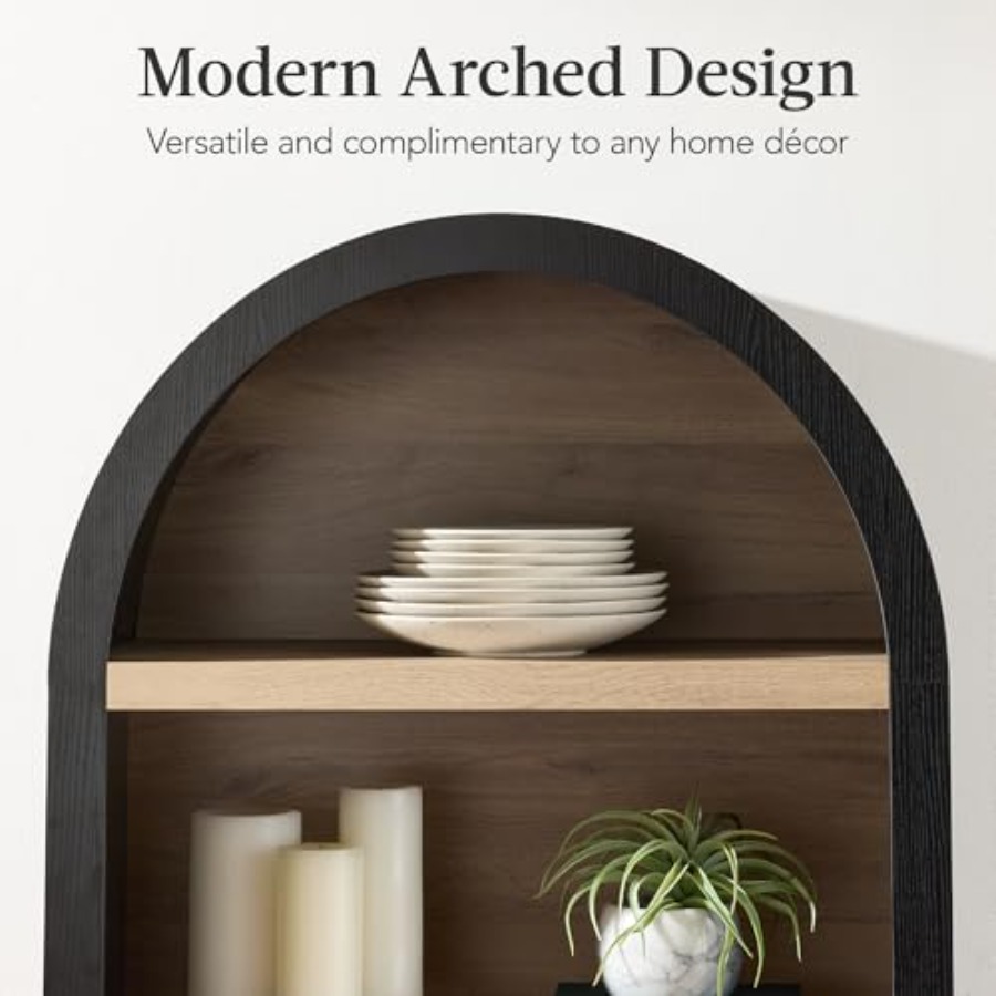高さ72インチのアーチ型パントリーキャビネット。装飾が施され - Bookshelf 5 Tier のレビューと価格
