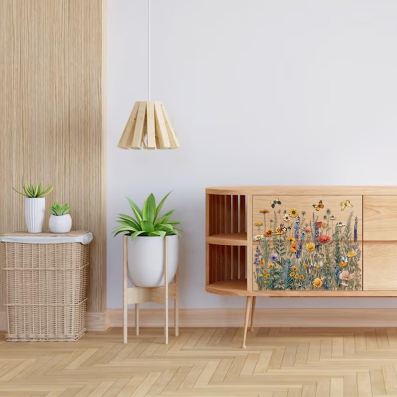 3 個の野生の花家具転写 6x12 インチ蝶と花の摩擦転写自 - Office Furniture Loft のレビューと価格