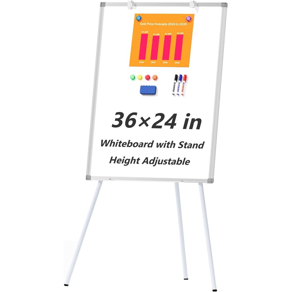 大型ホワイトボードイーゼルスタンド付き、36 x 24インチ - Whiteboard Easel Tripod のレビューと価格