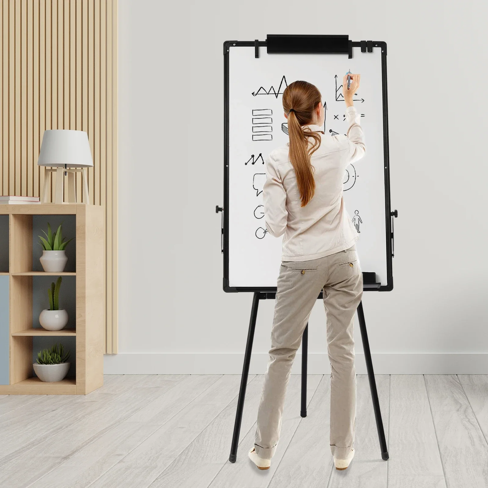 スタンド式ホワイトボード、36×24インチ三脚式磁気ドライイ - Whiteboard Easel Tripod のレビューと価格