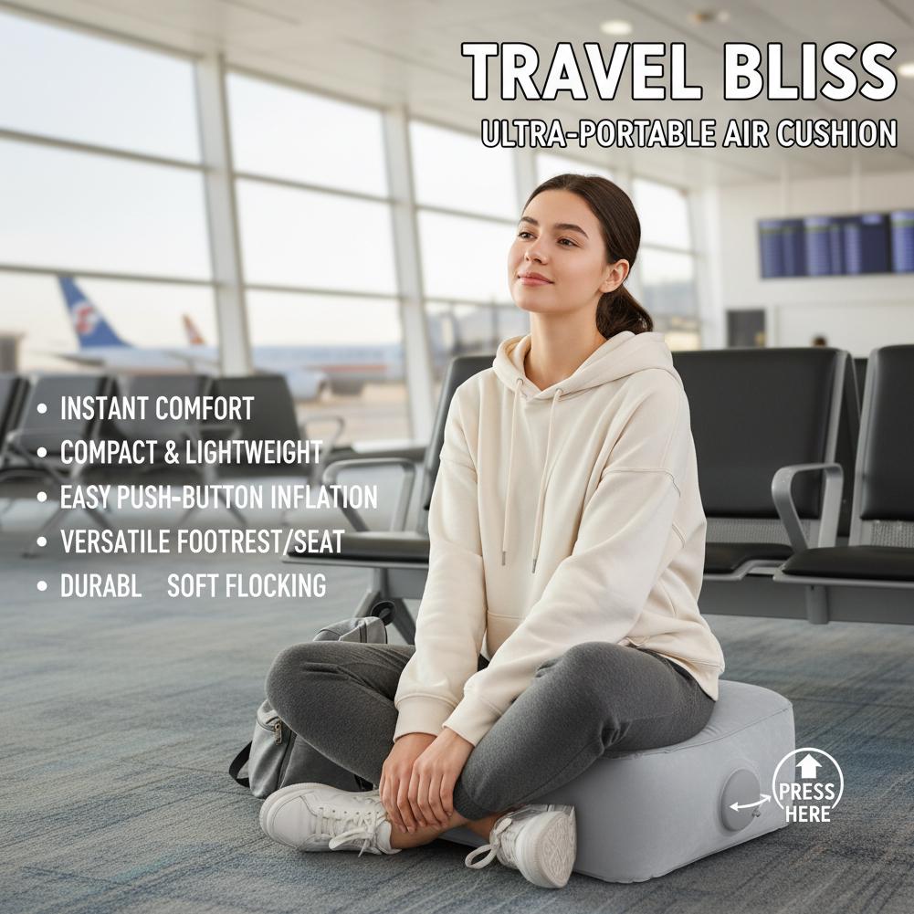 持ち運び可能な空気注入式フットレスト。飛行機、車、オフィス、 - Office Footrest Cushion のレビューと価格