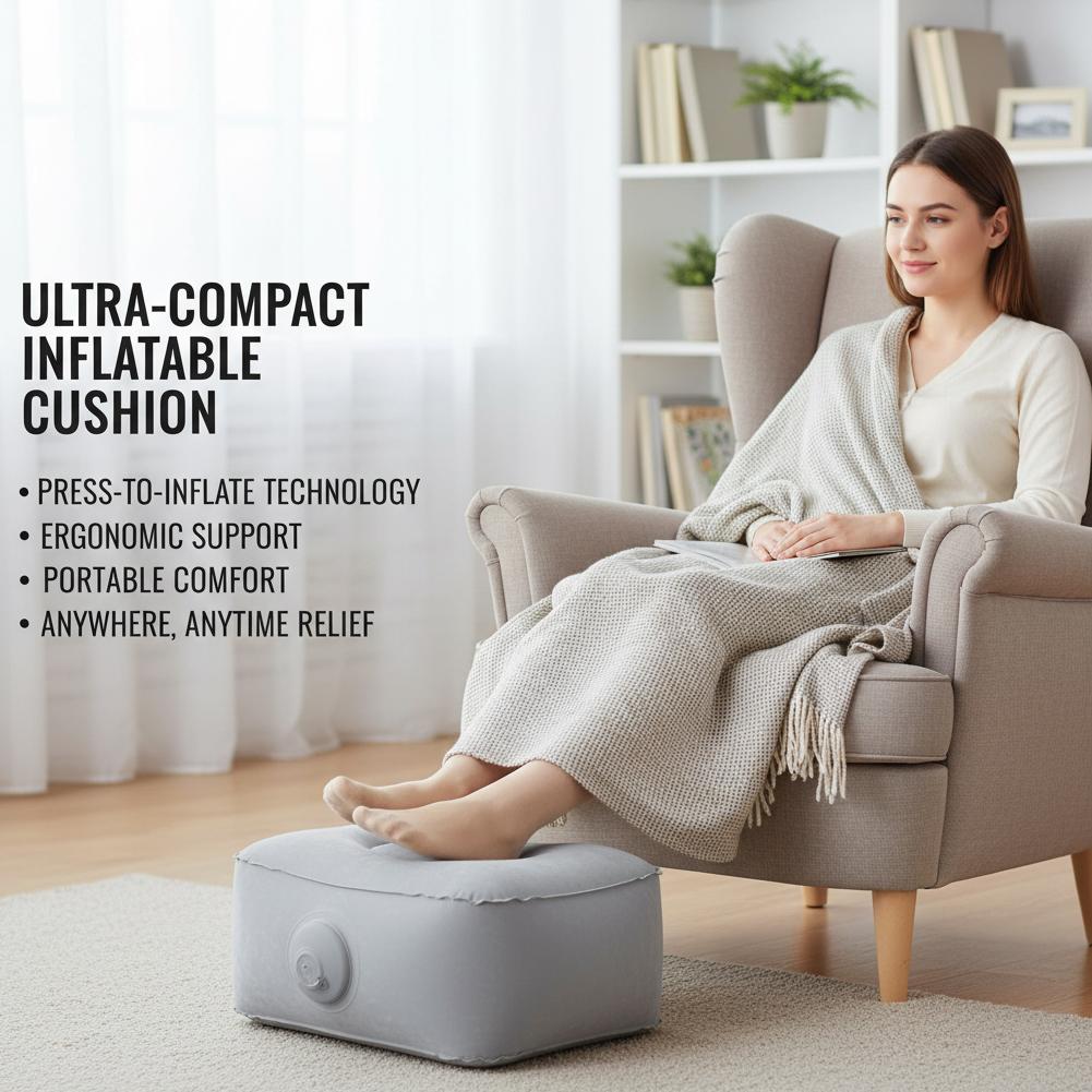 持ち運び可能な空気注入式フットレスト。飛行機、車、オフィス、 - Office Footrest Cushion のレビューと価格